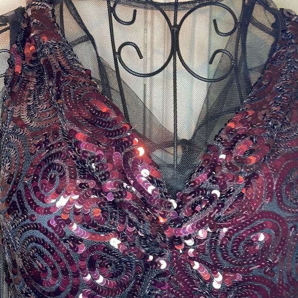 Dries Van Noten Carti black net mesh purple sequins layered top - Picture 5 of 12